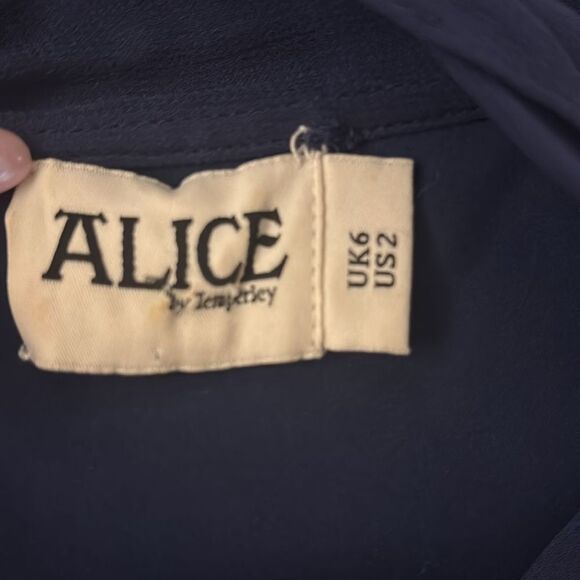 Alice by Temperley 100% viscose Sheer Navy Blue Embroidered dress, US2 - Picture 9 of 10